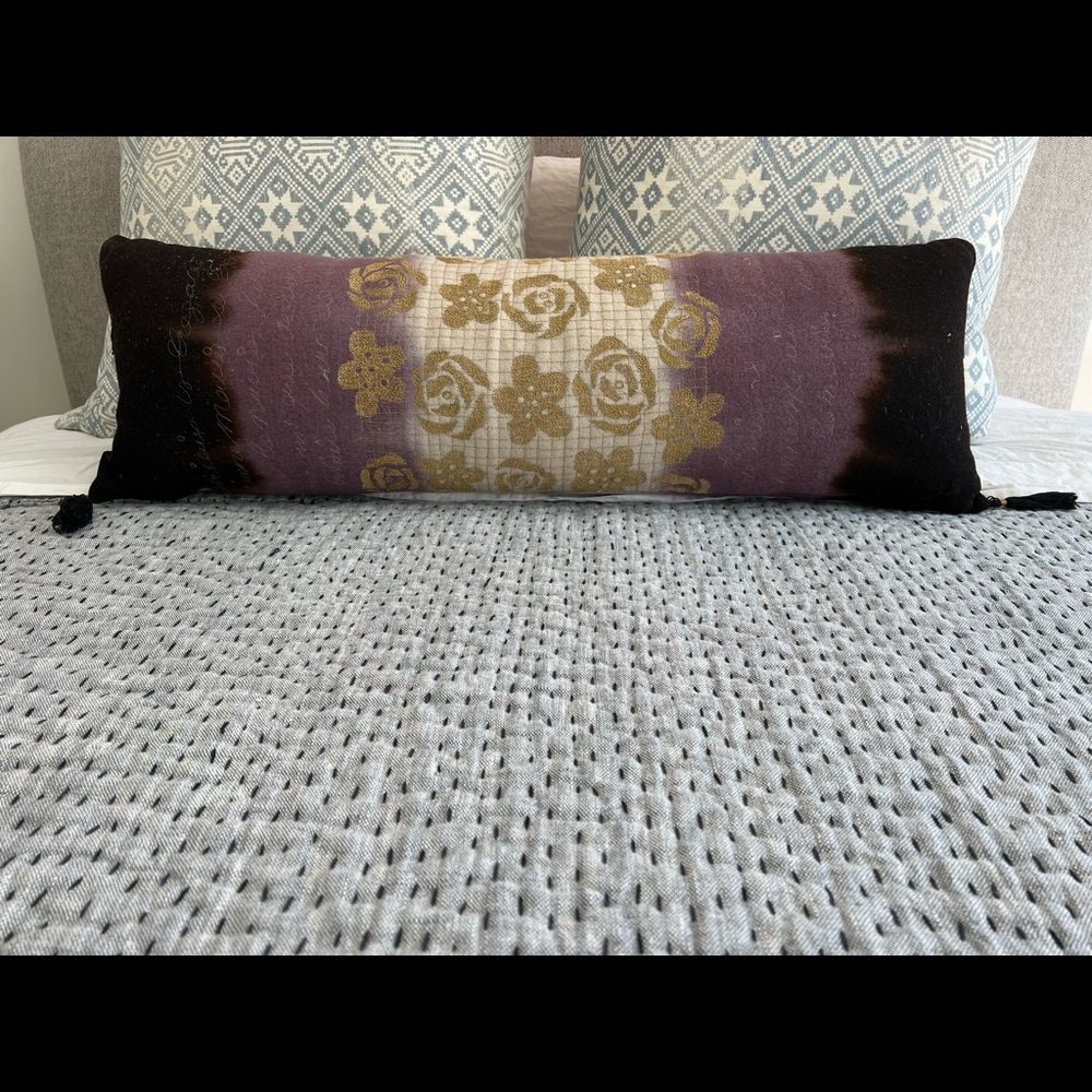Ombré and gold stitched lumbar pillow